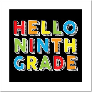 Hello Ninth Grade Kids Back To School 9th Grade Team Party print Posters and Art